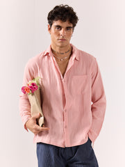 Salmon Pink Gauze Holiday Shirt